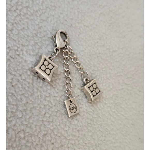 Silver NW Marked Clip on Charm Square Dice Designer Marked - Picture 6 of 8
